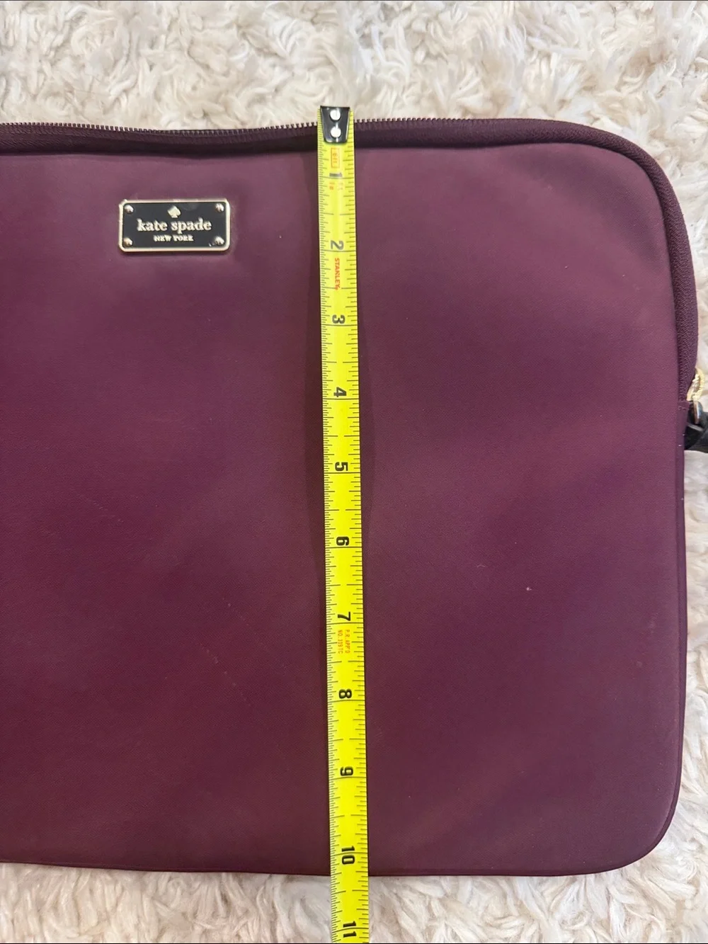 Kate Spade New York Burgundy Laptop Sleeve Case Gold Logo